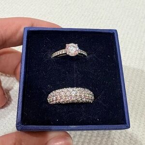 Swarovski Silver and White Stone Ring Set